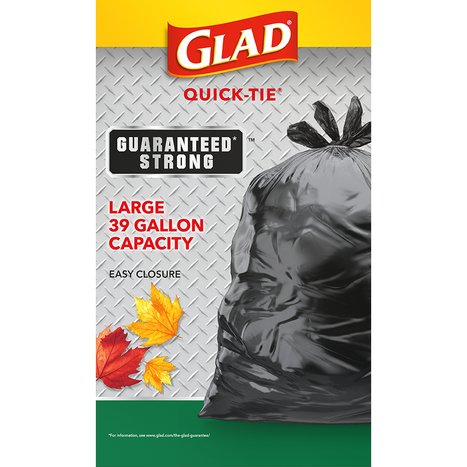 Glad Guaranteed Strong Large Quick-Tie Trash Bags, 30 Gallon, 21 Count