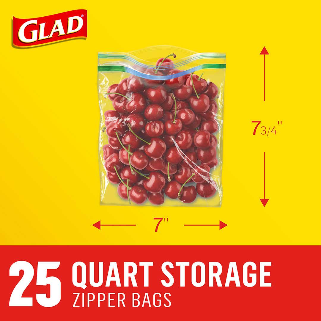 Glad Zipper Bags, Storage, Quart 50 Ea, Plastic Bags