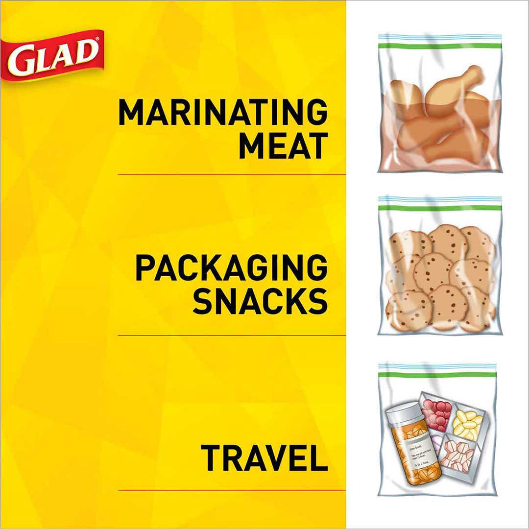 Glad Food Storage Bags, Zipper Quart