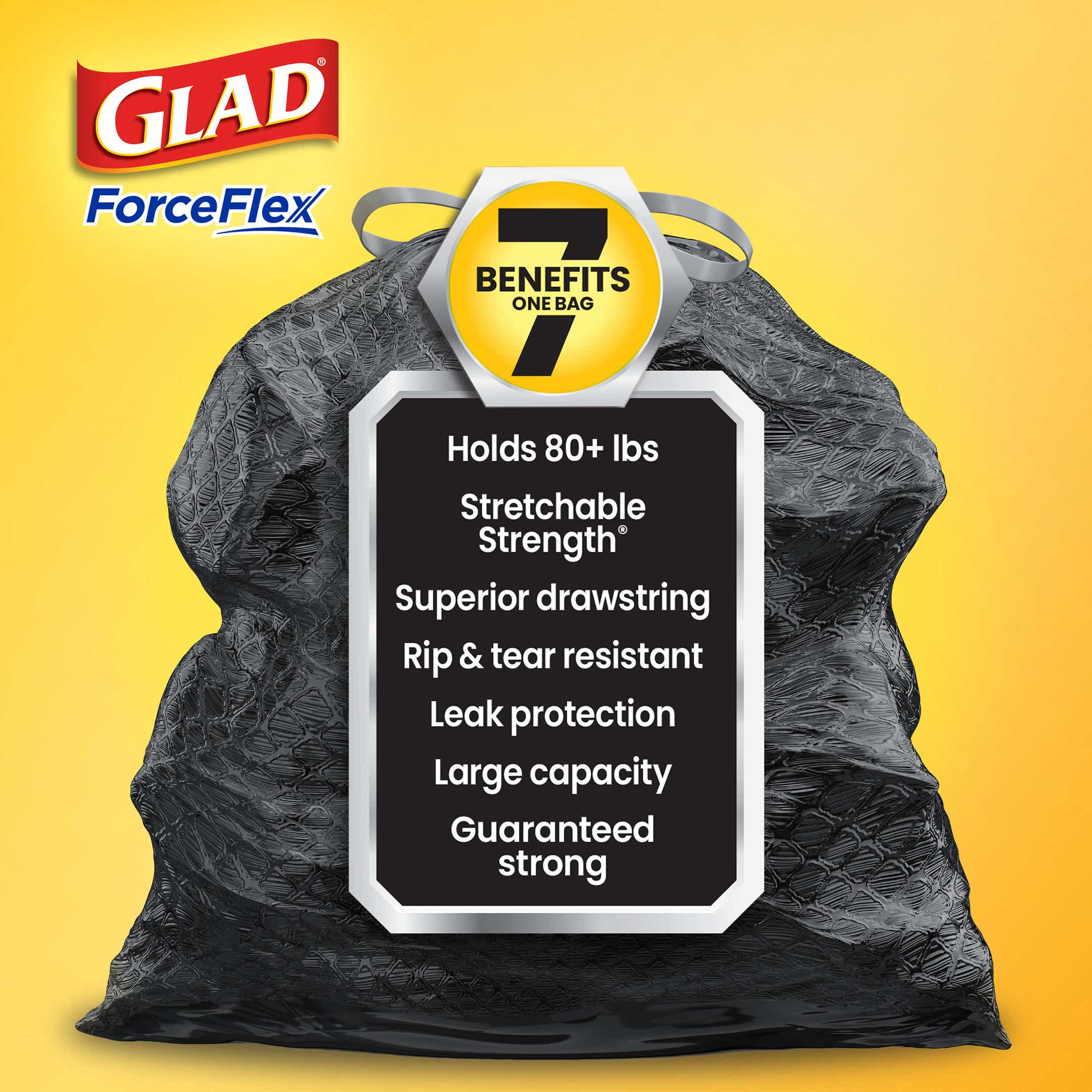 ForceFlex 33 Gallon Black Trash Bags, 20 Count