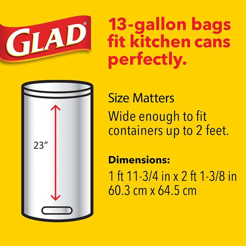 Glad Tall Kitchen Handle-Tie Trash Bags - 13 Gallon White Trash Bag - 50 Count, Package May Vary