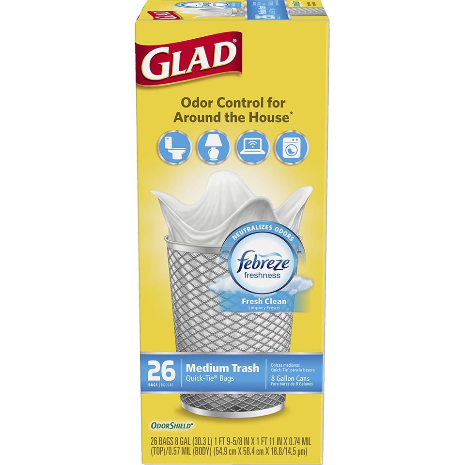  Glad White Garbage Bags - X-Small 15 litres - Febreze