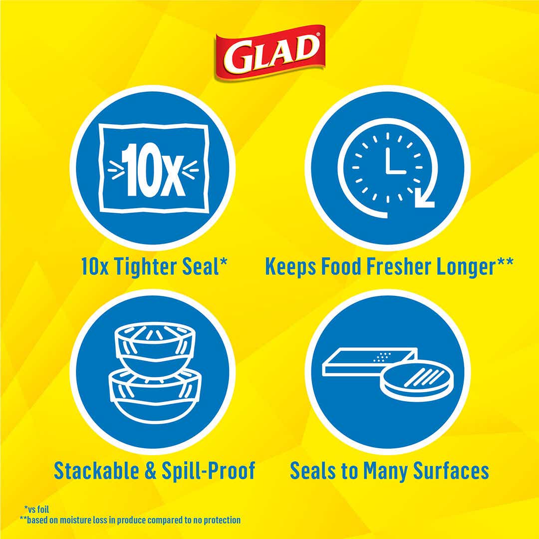 Glad Wrap Plastic Wrap Bulk Plastic Cling Wrap Rolls Freezer Wrap Food Organizer (Food Wrapping Plastic) - Pack of 3