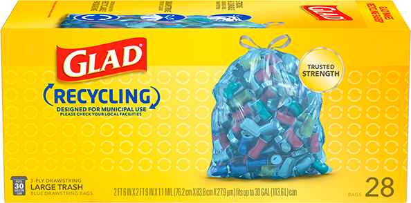 Fashion Flagship Store Glad Recycling Large Drawstring Blue Trash Bags 30 Gallon 28 Count Buy 