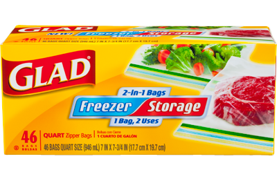 Glad® Zipper Food Storage Plastic Bags, Quart, 50 Count, Plastic Bags