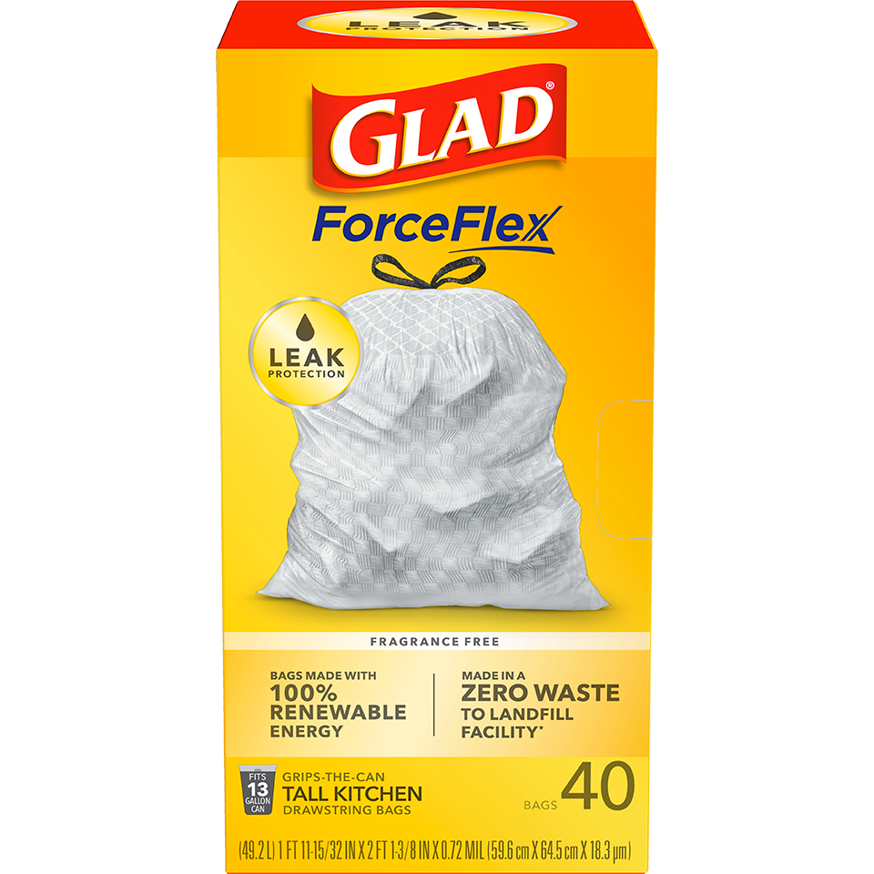 Glad ForceFlex MaxStrength 20-Gallons Febreze Fresh Clean Gray Plastic  Kitchen Drawstring Trash Bag (30-Count) in the Trash Bags department at