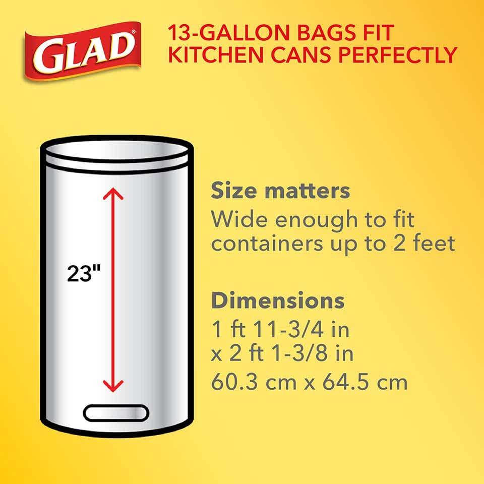 Glad Tall Kitchen Bags, Drawstring, Fragrance Free, 13 Gallon