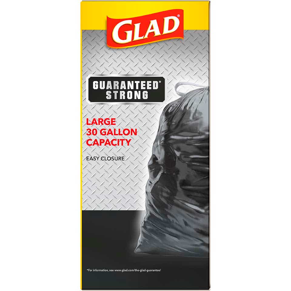Glad Large Drawstring Trash Bags - Large Size - 30 gal Capacity