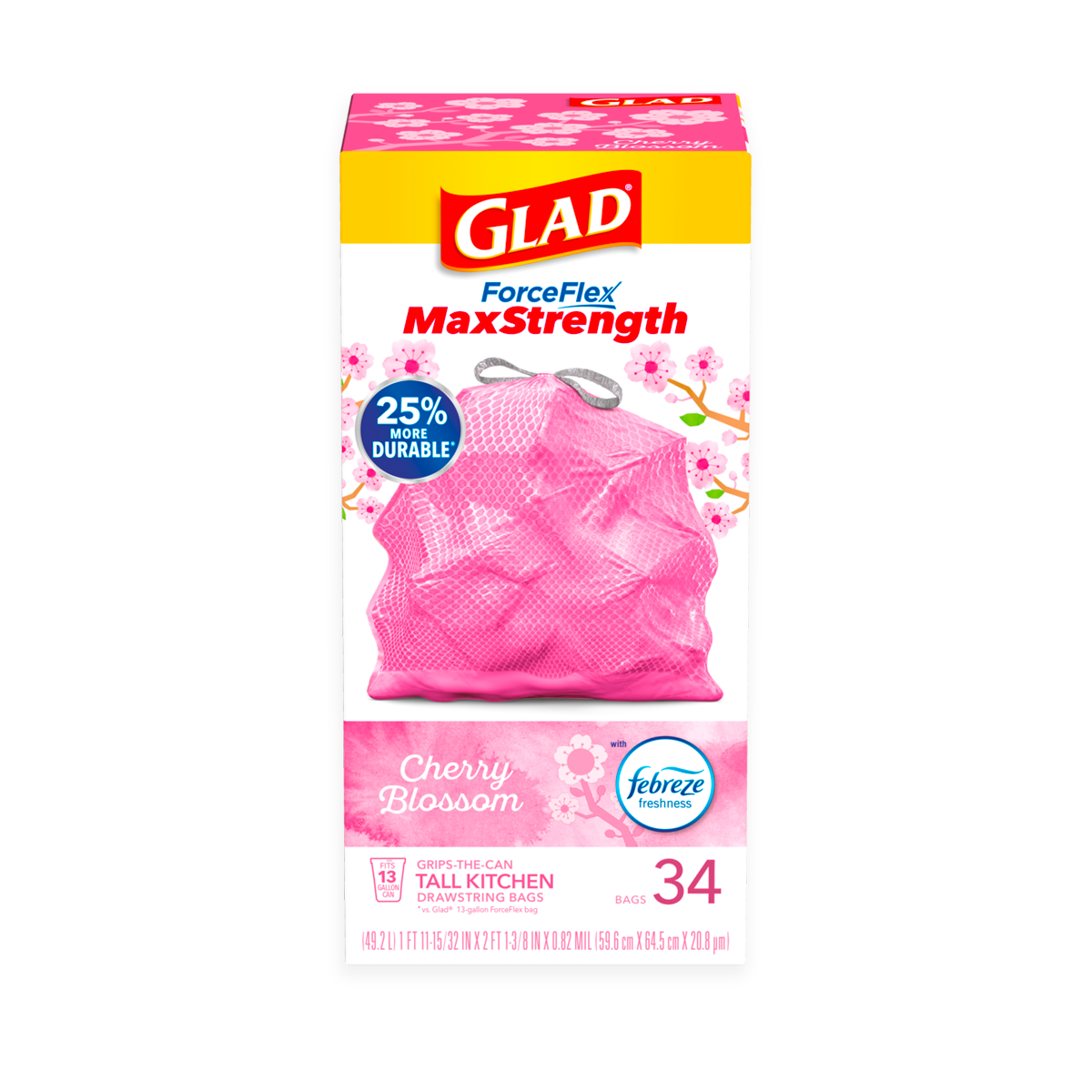 Pink Cherry Blossom Scent ForceFlex MaxStrength™ Trash Bags